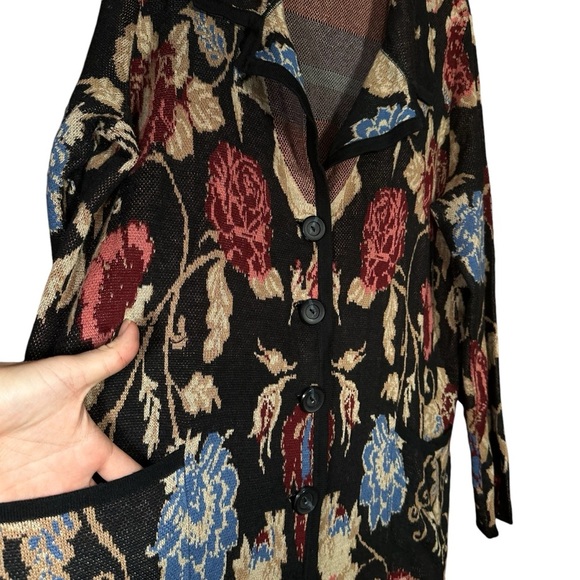 Soft Surroundings Glasgow Sweater Coat Floral Size Large - Picture 7 of 12